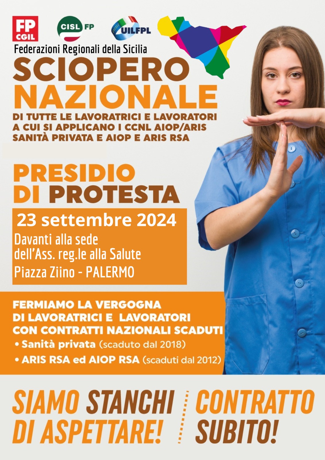 Sanità privata e Rsa, contratti nazionali Aiop e Aris scaduti: per lunedì sciopero indetto dai sindacati. In Sicilia presidio di protesta a Palermo